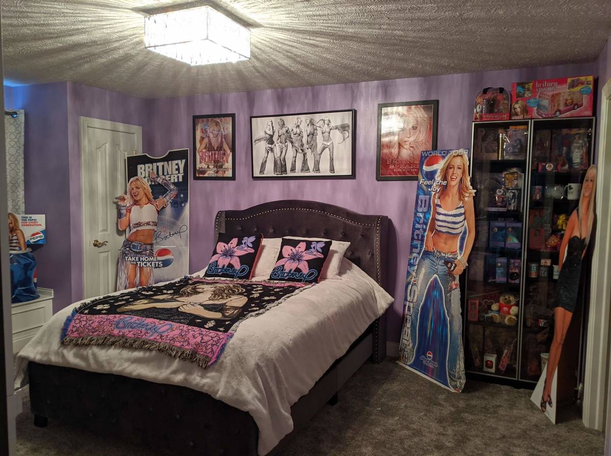 Crystal Wellman's Britney Spears-themed spare room is shown in her home near Cleveland. (Crysta ...