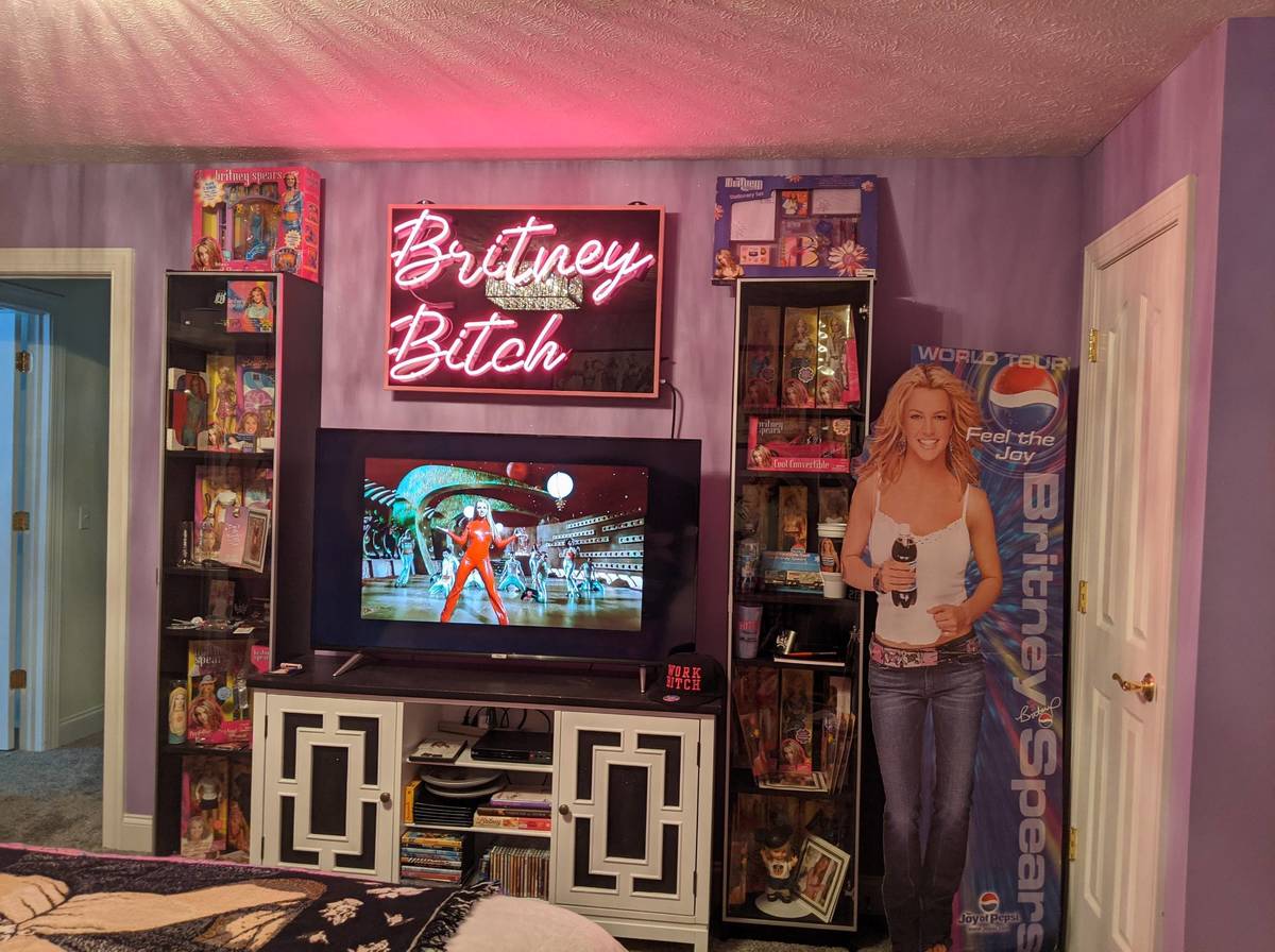 Crystal Wellman's Britney Spears-themed spare room is shown in her home near Cleveland. (Crysta ...