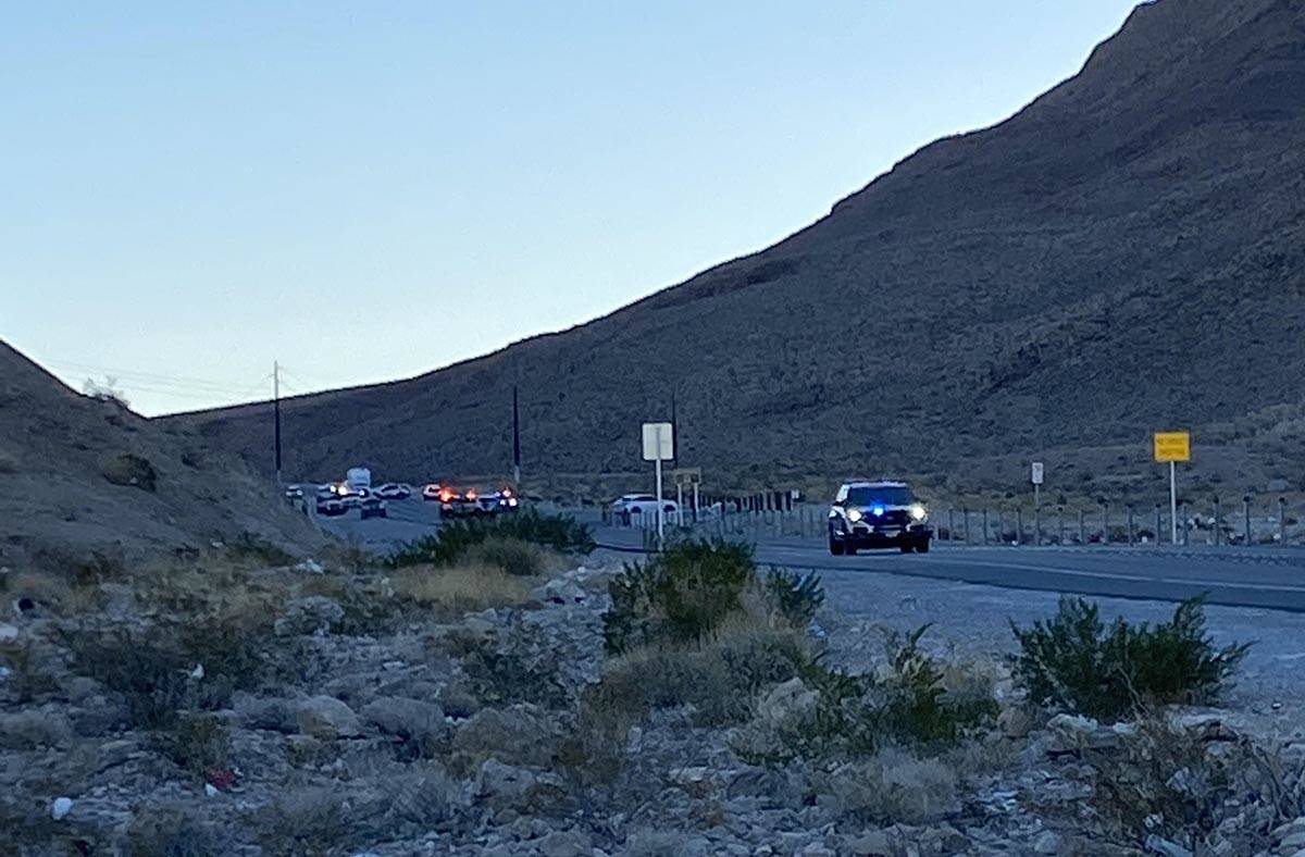 Nevada Highway Patrol troopers investigate a three=vehicle crash on East Lake Mead Boulevard in ...
