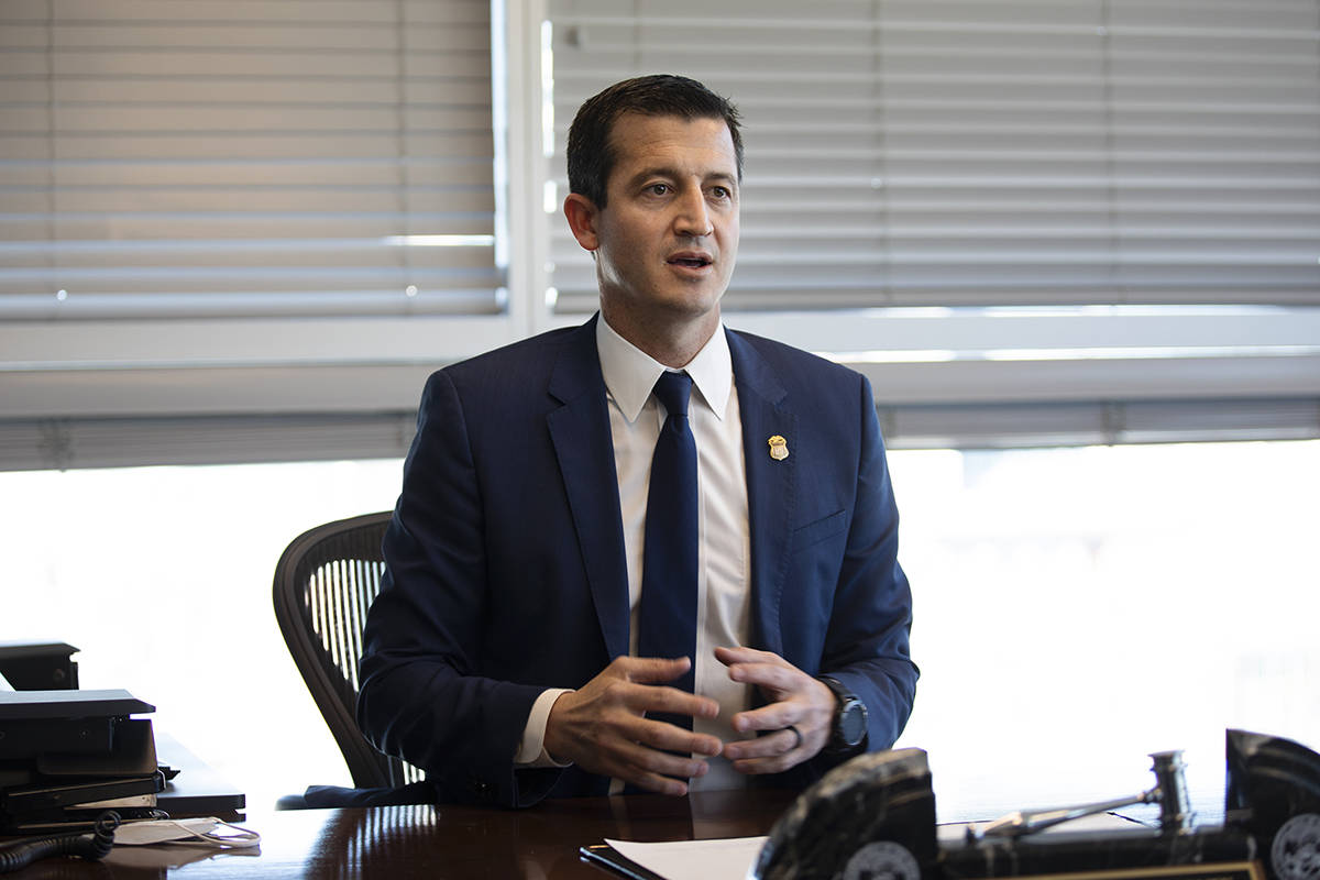 Nevada U.S. Attorney Nicholas Trutanich speaks to the Review-Journal at his office in Las Vegas ...