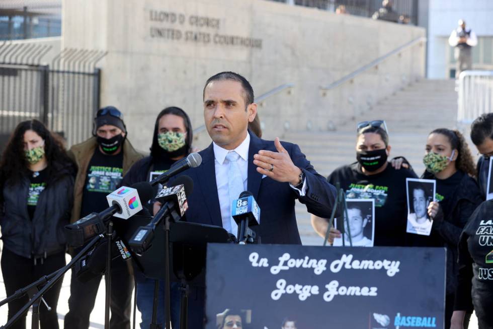 Rodolfo Gonzalez, an attorney for the family of Jorge Gomez, a Black Lives Matter protester who ...