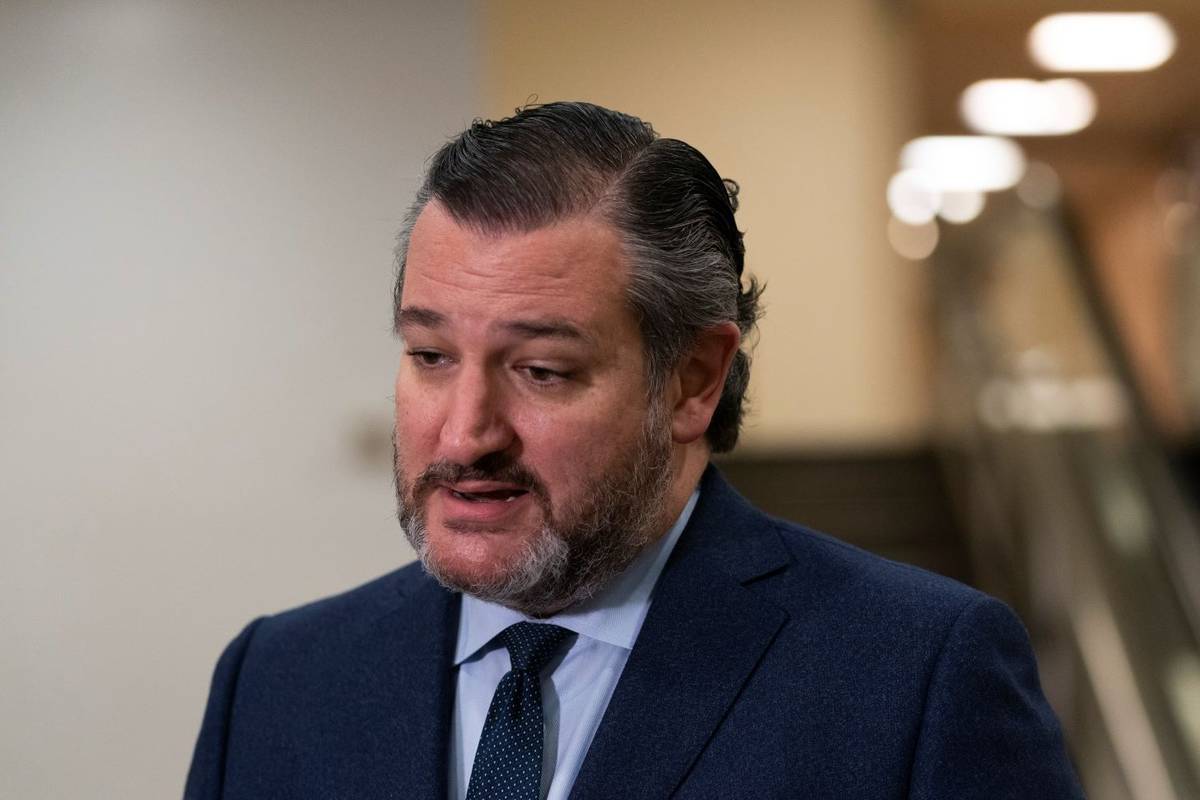 Sen. Ted Cruz, R-Texas, speaks with reporters on Capitol Hill in Washington on Saturday, Feb. 1 ...
