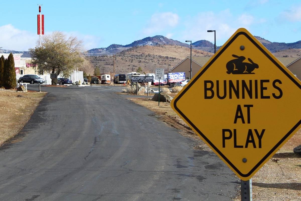 The Moonlite Bunny Ranch brothel is seen in Lyon County east of Carson City, in February 2019. ...