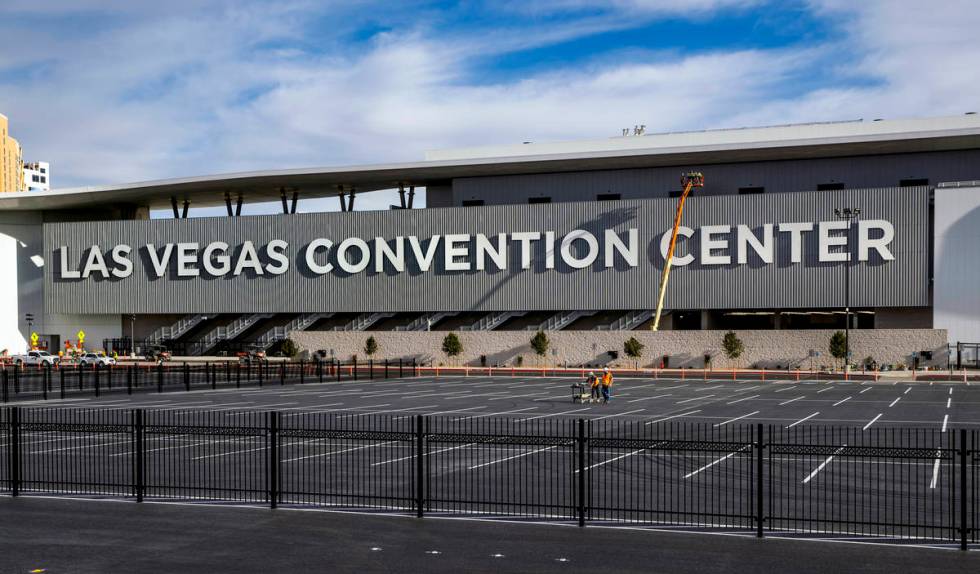 The lettering is now done on the side of the Las Vegas Convention Center West Hall on Wednesday ...