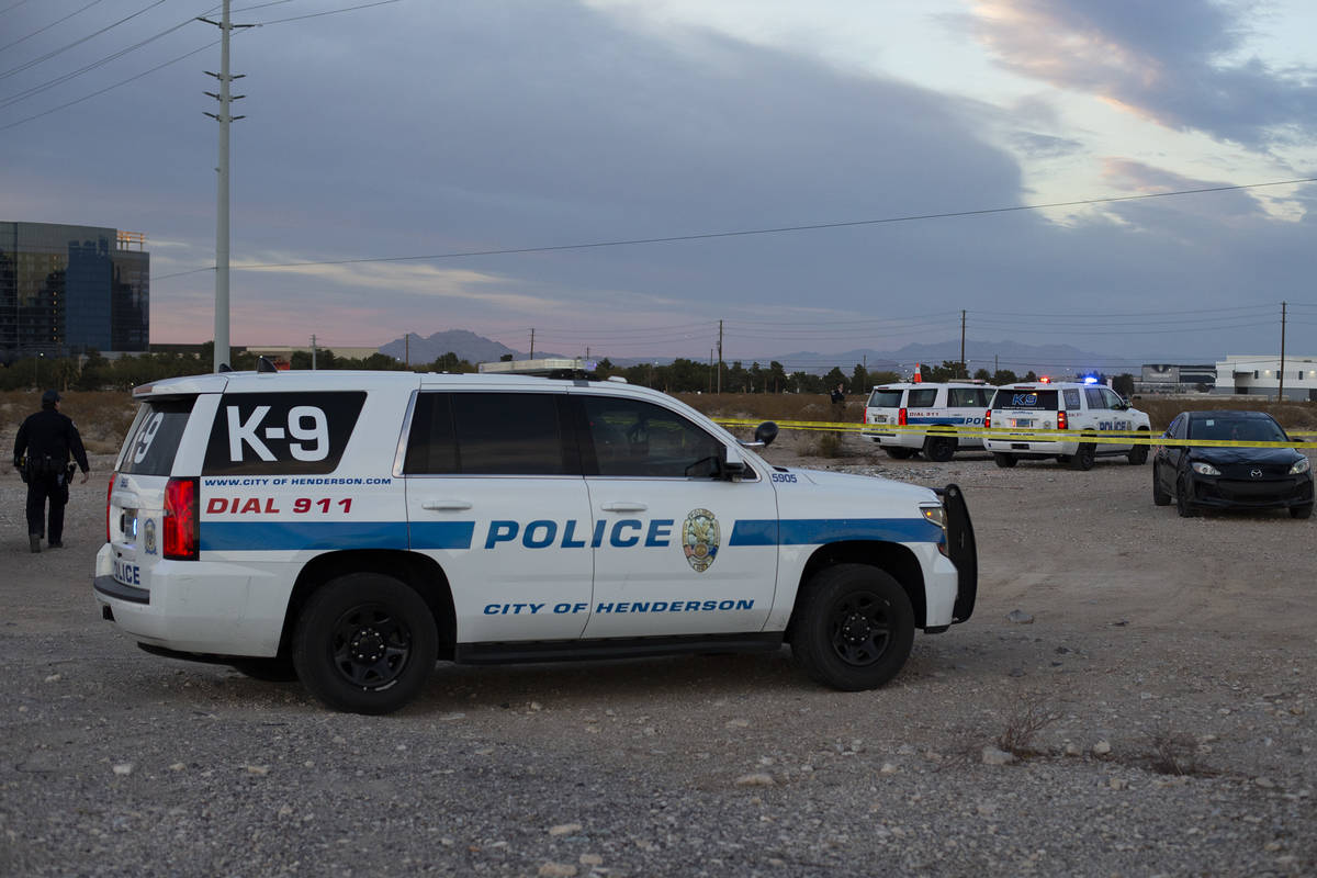 Henderson police investigate the scene of a fatal attempted car jacking on Tuesday, Feb. 23, 20 ...