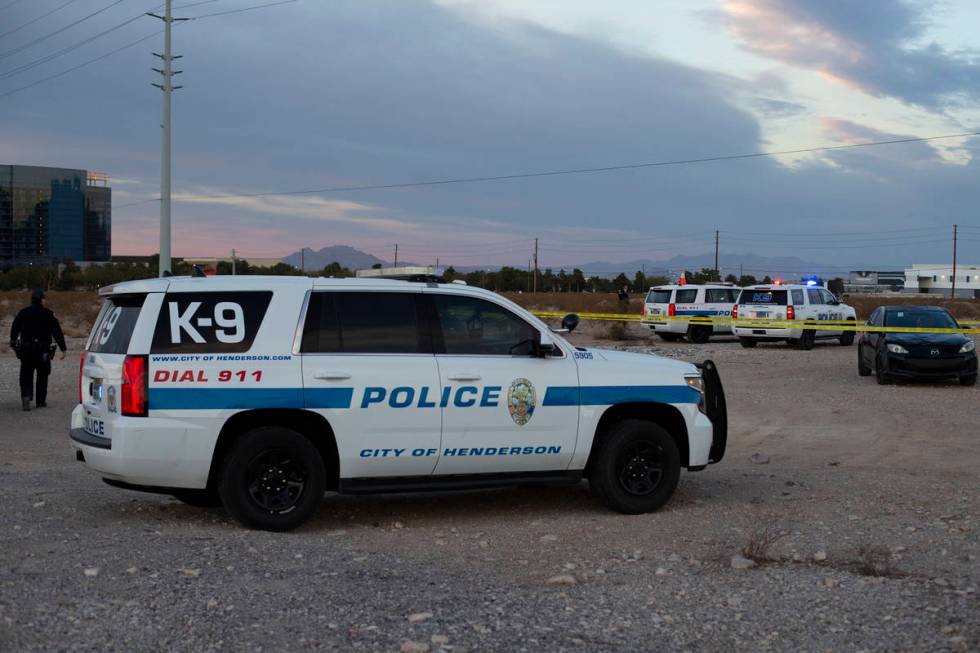 Henderson police investigate the scene of a fatal attempted car jacking on Tuesday, Feb. 23, 20 ...