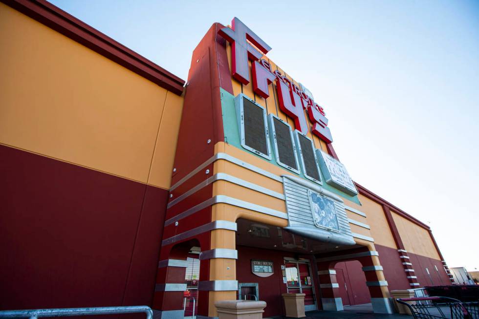 An exterior view of Fry's Electronics at Town Square in Las Vegas on Wednesday, Feb. 24, 2021. ...