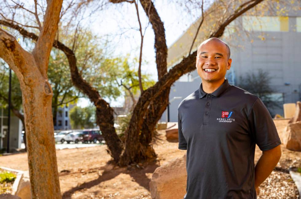UNLV student and U.S. Air Force veteran Andrew Ho poses for a portrait on campus in Las Vegas o ...