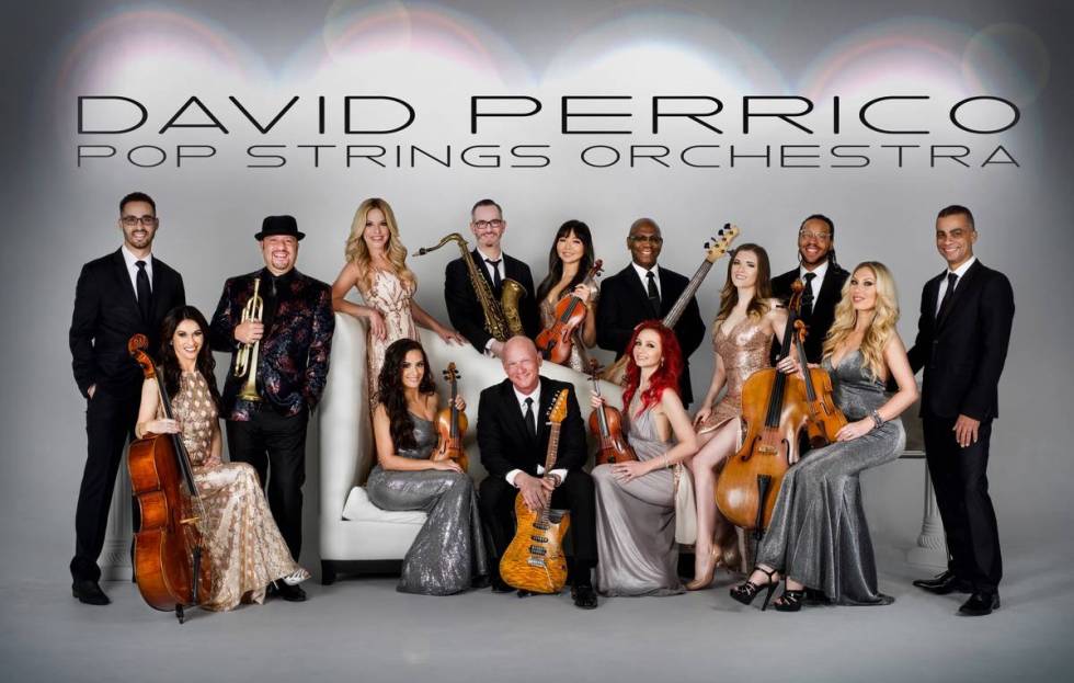 A promotional image of David Perrico Pop Strings Orchestra, which is performing a live-stream c ...
