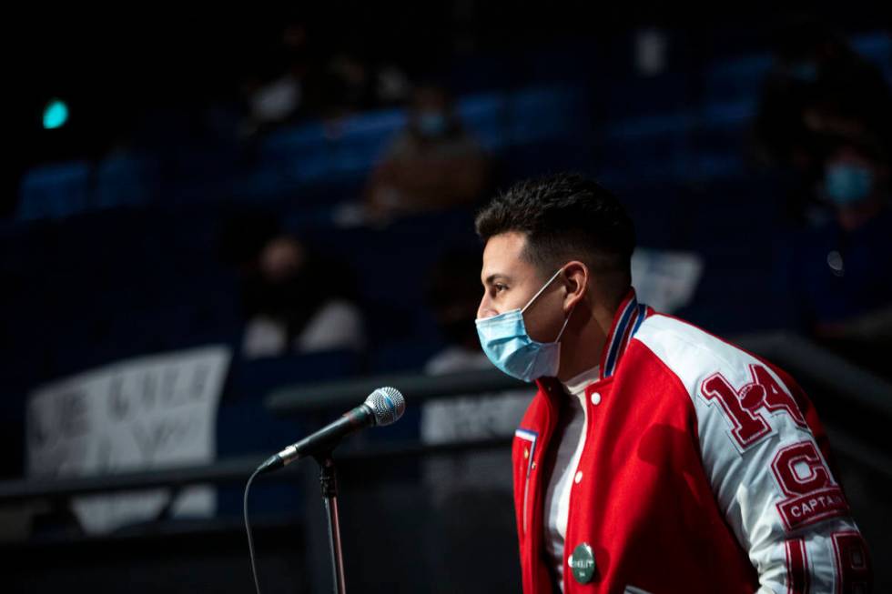 Axcel Ramirez-Fausto, a senior at Valley High School, advocates for schools to reopen, particul ...