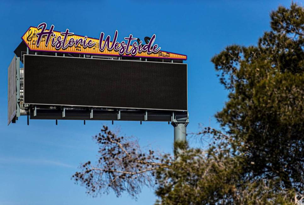 One of two new monument signs marking the entrance to the Historic Westside on Tuesday, Feb. 23 ...