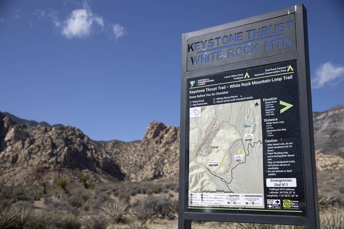 The White Rock Mountain Loop Trail parking area along the Red Rock scenic drive after a success ...
