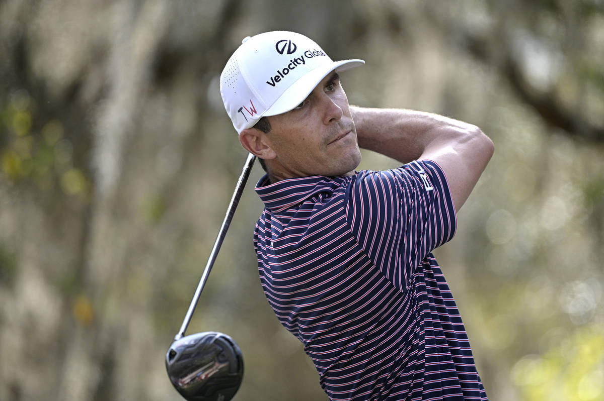 Billy Horschel watches his tee shot on the ninth hole during the final round of the Workday Cha ...