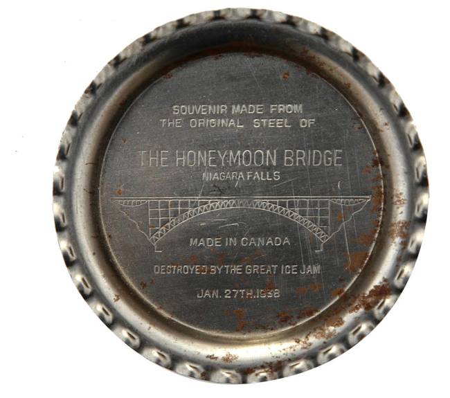 A souvenir made from the original steel of the Honeymoon Bridge is part of Mark Hall-Patton’s ...