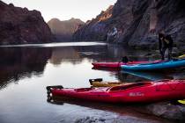 From the launch point at the base of Hoover Dam, paddlers can set off in kayaks or canoes thro ...