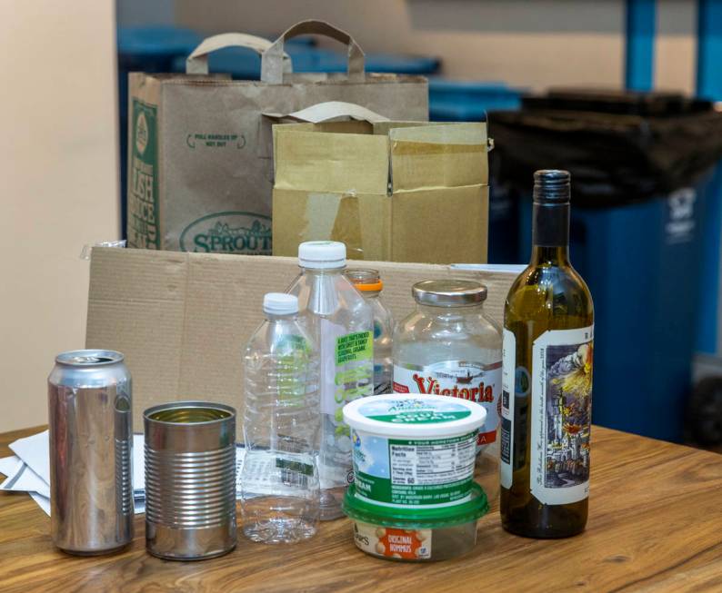 Items that can be recycled, though they must be free of food waste, are on display at the Repub ...