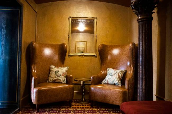 The original bank vault off the lobby has been converted into a seating area. (Rachel Aston/rj ...