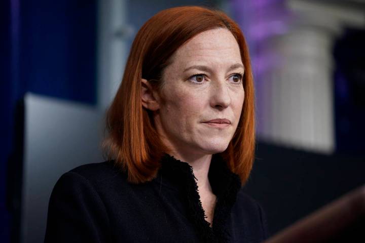 White House press secretary Jen Psaki speaks during a press briefing at the White House, Thursd ...