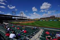 The Arizona Diamondbacks and the Los Angeles Angels compete during the third inning of a spring ...