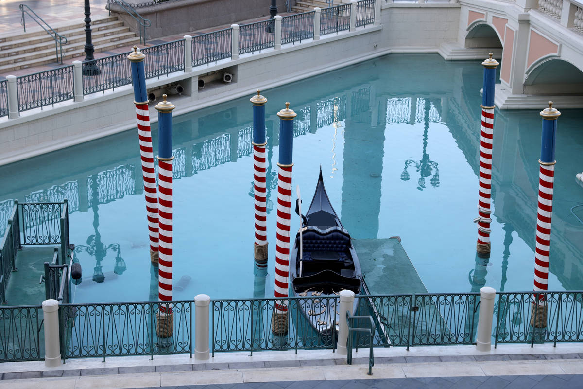 A gondola at The Venetian on the Strip in Las Vegas Wednesday, March 3, 2021. Las Vegas Sands C ...