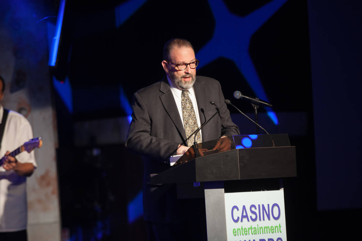 Venetian/Palazzo entertainment exec Neil Miller accepts his Casino Legend award at the seventh ...