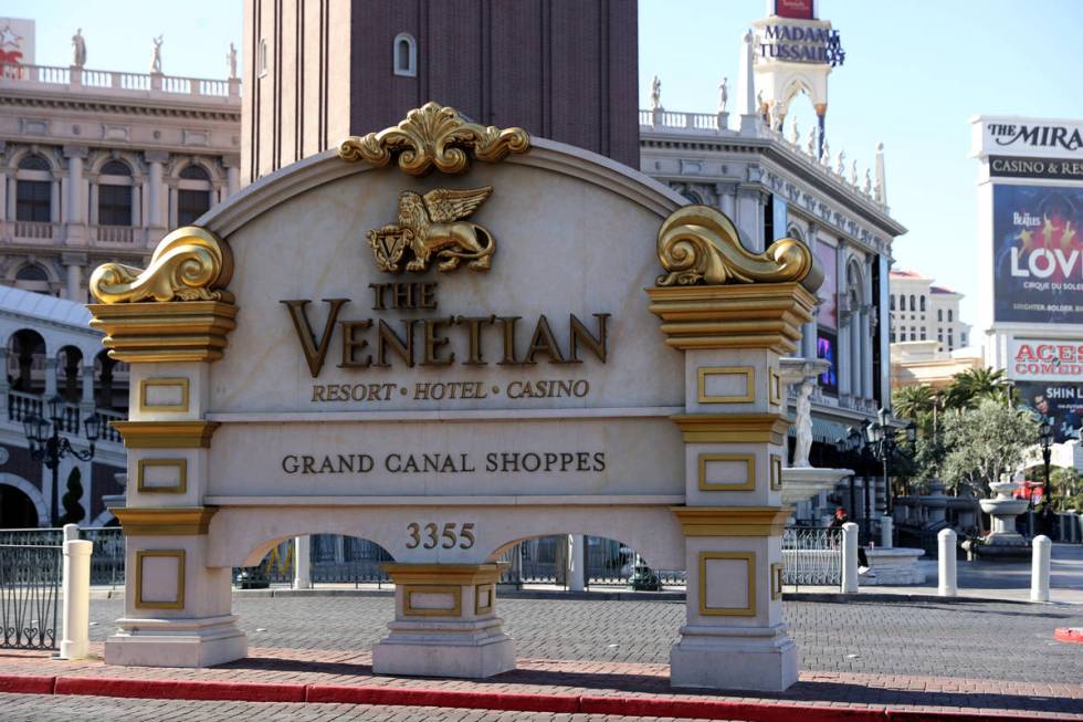 The Venetian on the Strip in Las Vegas Wednesday, March 3, 2021. Las Vegas Sands Corp. has sold ...