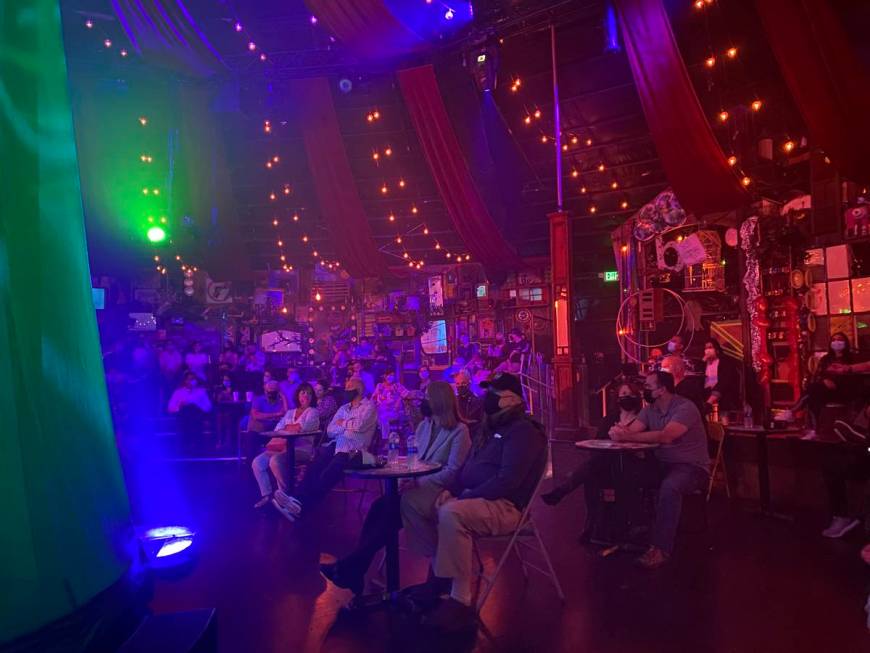 A shot of the 150-capacity crowd at the Spiegeltent for the return of "Absinthe" at Caesars Pal ...