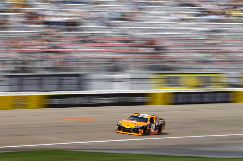 Daniel Hemric drives during a NASCAR Xfinity Series auto race at the Las Vegas Motor Speedway o ...