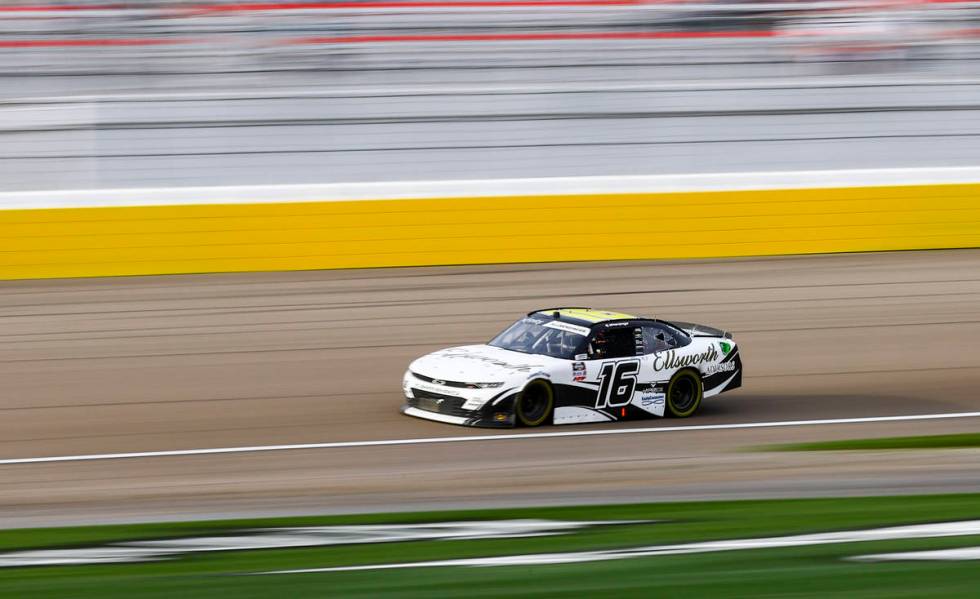 AJ Allmendinger drives during a NASCAR Xfinity Series auto race at the Las Vegas Motor Speedway ...