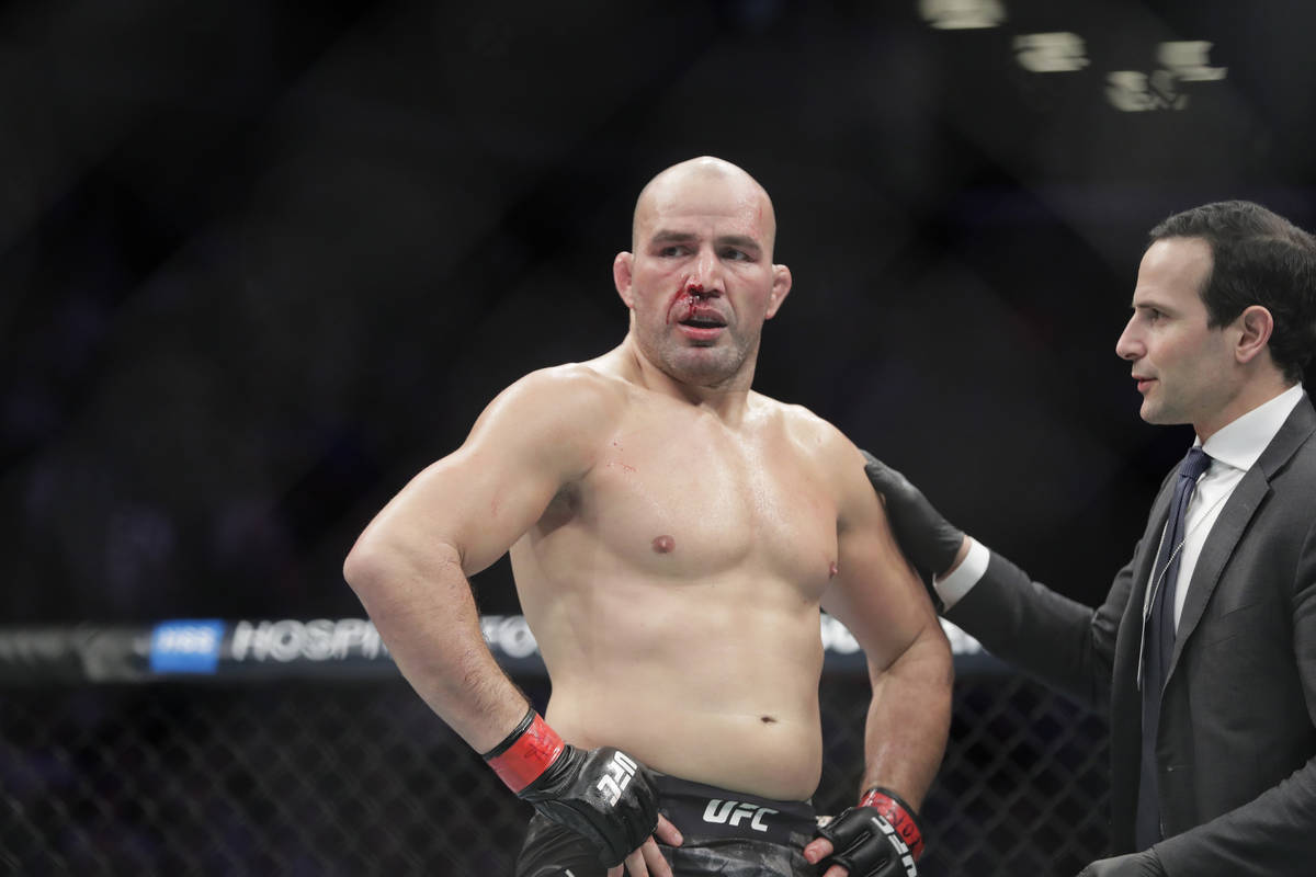 Glover Teixeira is seen after a light heavyweight mixed martial arts bout against Karl Roberson ...