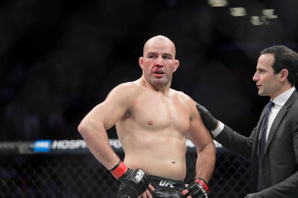 Glover Teixeira is seen after a light heavyweight mixed martial arts bout against Karl Roberson ...