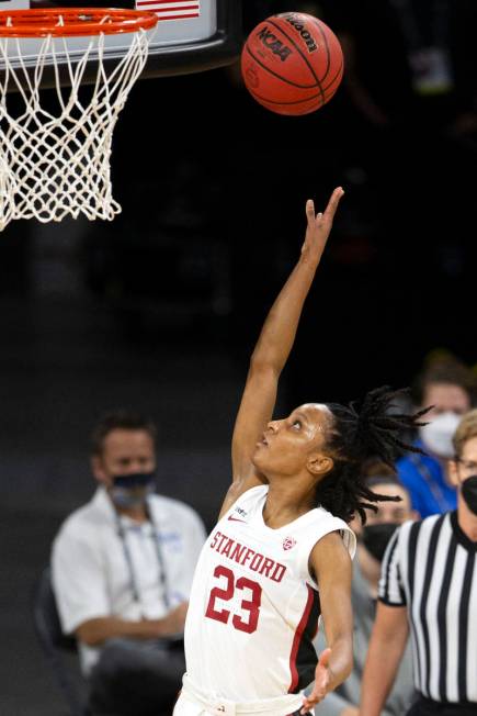 Stanford Cardinal guard Kiana Williams (23) shoots a point during the first half of an NCAA col ...