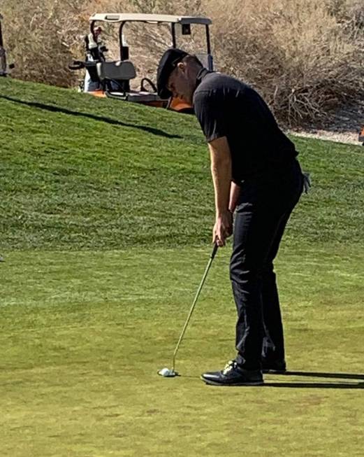 Harry Hall putts during a practice round on the Sun Mountain course at Paiute Golf Resort. The ...