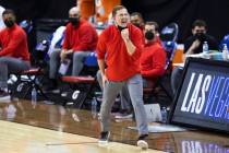 UNLV Rebels head coach T.J. Otzelberger directs his offense in the first half during the openin ...