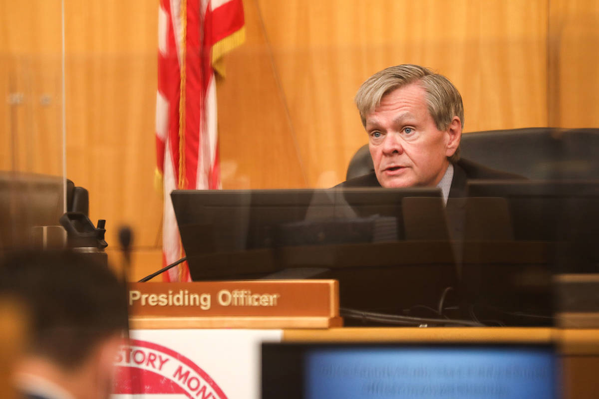 Hearing Officer Spencer Judd presides over a fact find review for the officer-involved shooting ...