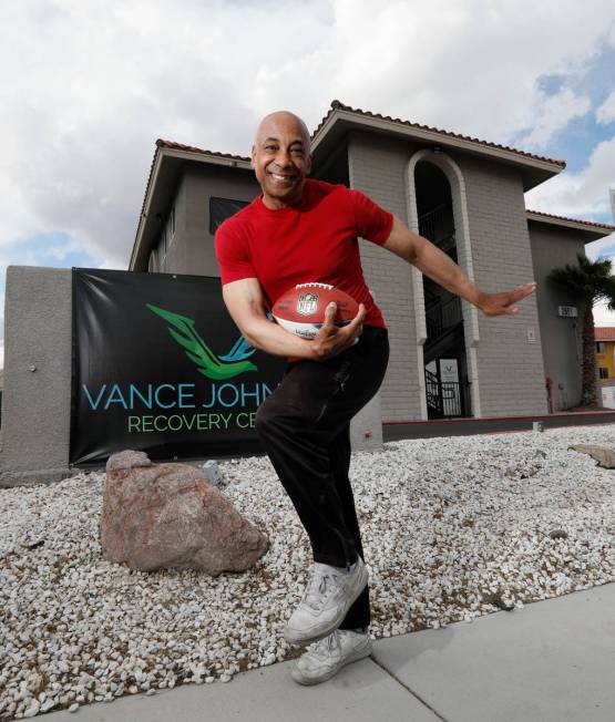 Recovery Ambassador Vance Johnson, a former wide-receiver for the Denver Broncos, poses for a p ...