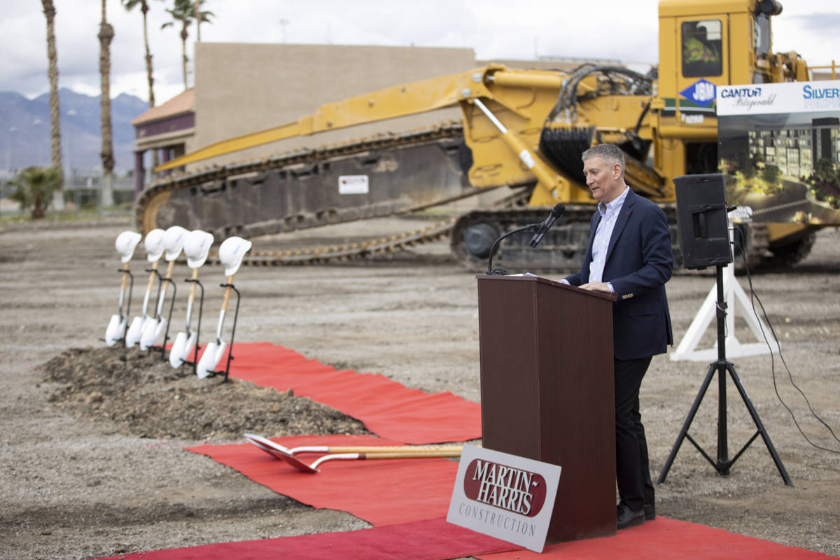 Silverstein Properties CEO Marty Burger speaks during the groundbreaking ceremony for the Apex ...