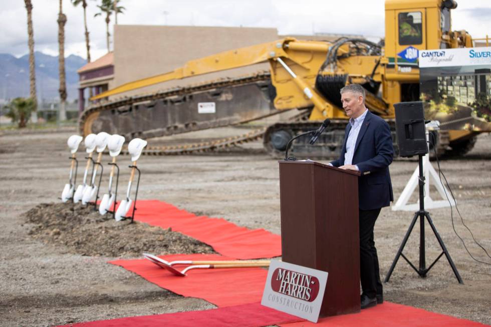 Silverstein Properties CEO Marty Burger speaks during the groundbreaking ceremony for the Apex ...