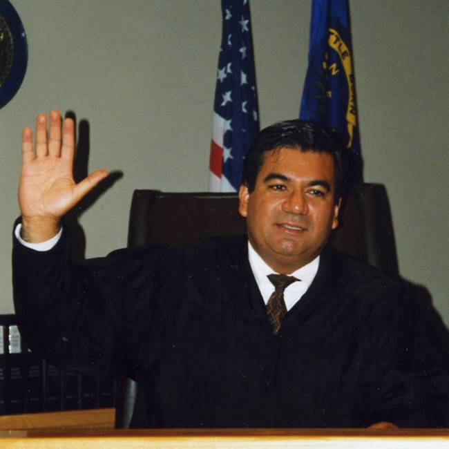 A photo of Don Chairez the day he was sworn in as a Clark County district judge in 1994. (Marin ...