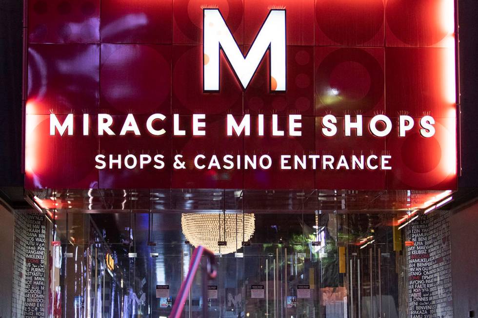 The Miracle Mile Shops entrance, at Planet Hollywood Resort, is seen on April 8, 2020, in Las V ...