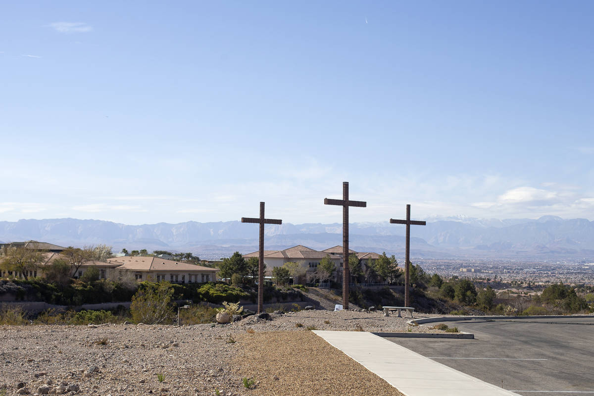 Three crosses that look out over the valley at New Song Church will serve as a backdrop for the ...