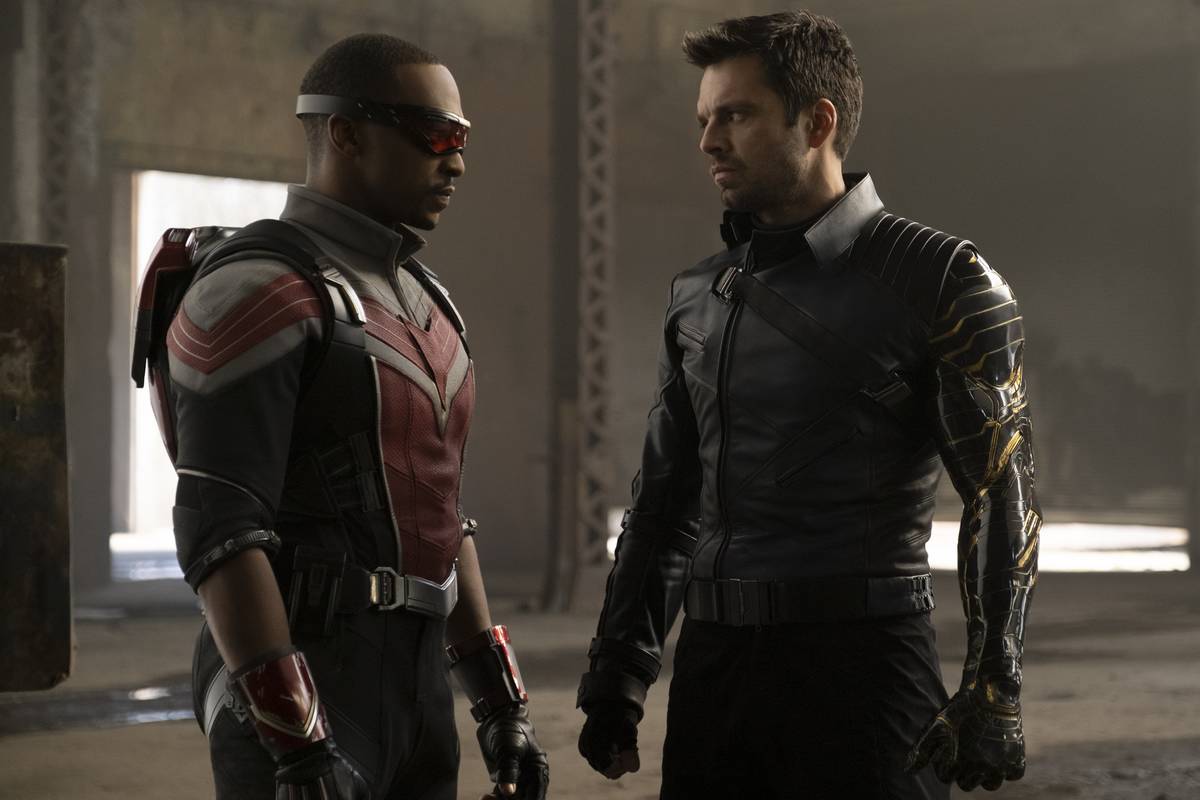 Anthony Mackie, left, and Sebastian Stan star in "The Falcon and the Winter Soldier." (Chuck Zl ...