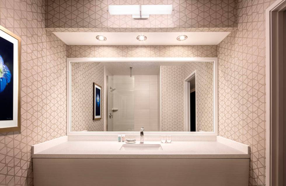 A remodeled bathroom inside the Luxor. (Courtesy, MGM Resorts International)