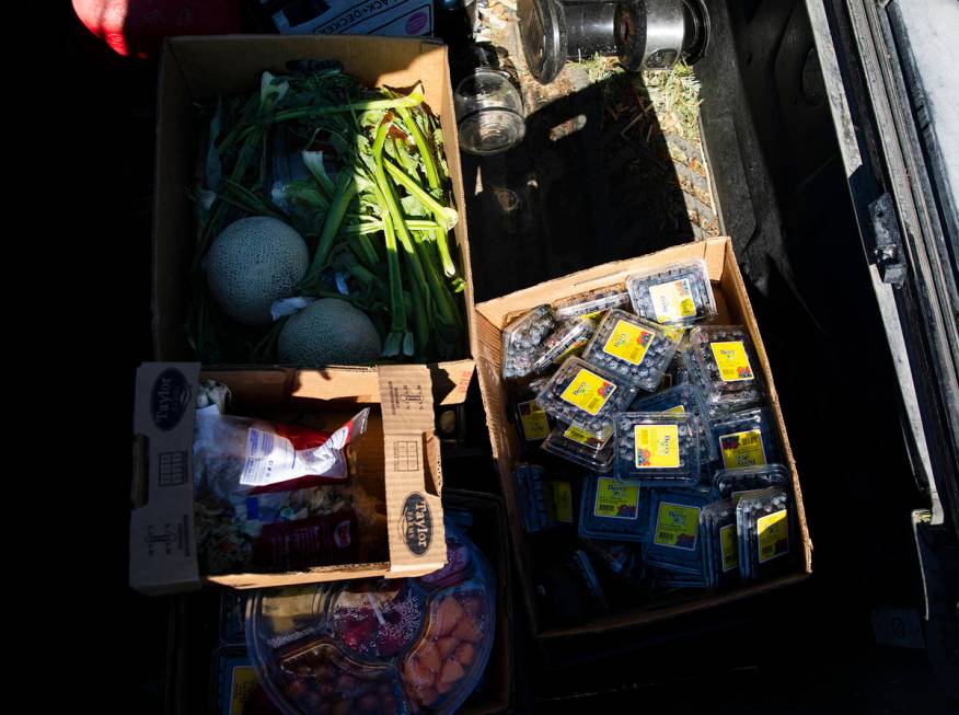 Food donated to All Friends Animal Sanctuary from grocery stores in a truck at the home of foun ...