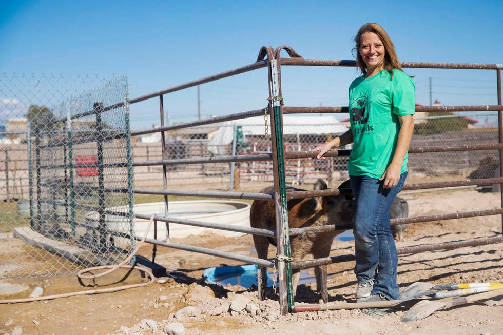 Tara Pike, founder of All Friends Animal Sanctuary, at the sanctuary behind her home in Las Veg ...