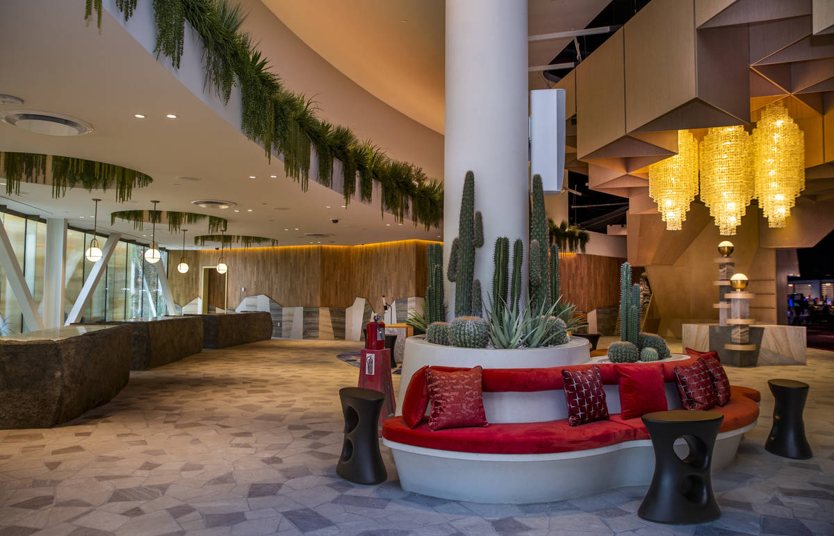 The hotel check-in area within the reimagined and re-conceptualized casino resort Virgin Hotels ...
