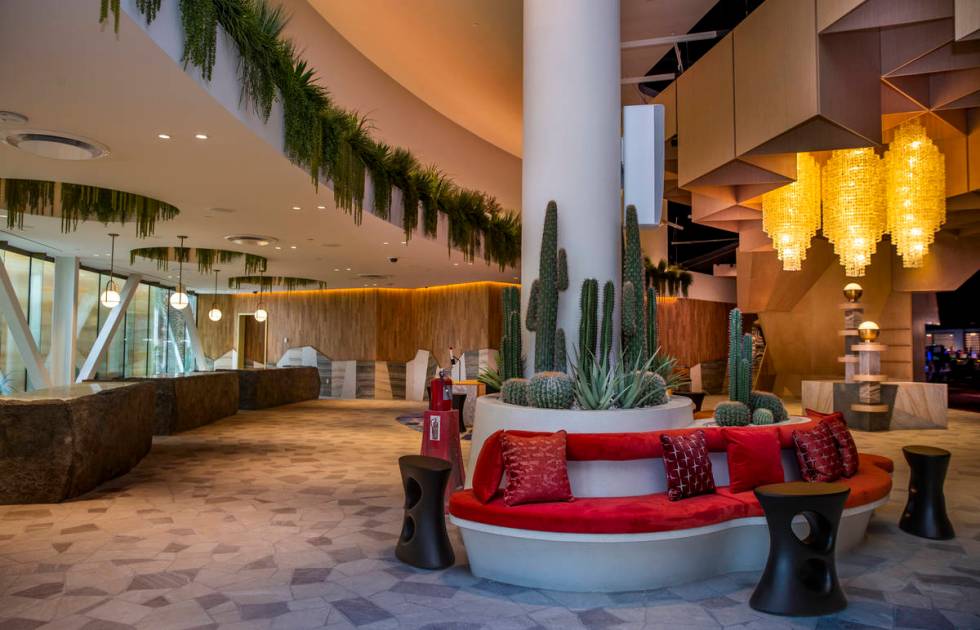 The hotel check-in area within the reimagined and re-conceptualized casino resort Virgin Hotels ...