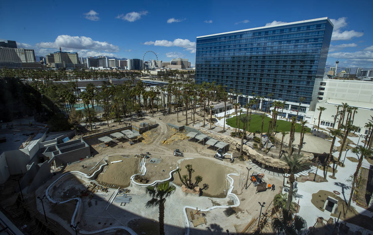 A new pool and entertainment area is still being constructed outside the reimagined and re-conc ...