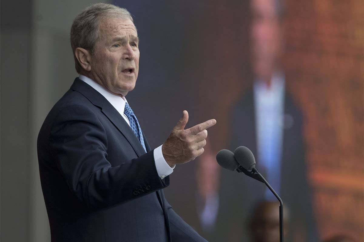 In this Sept. 24, 2016, file photo, George W. Bush speaks in Washignton. (AP Photo/Manuel Balce ...