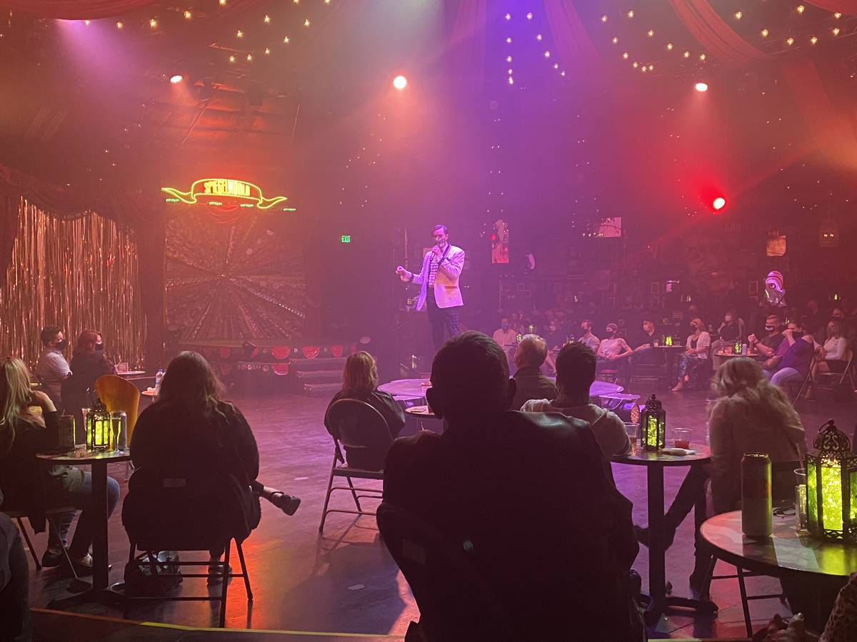 The Gazillionaire fires up the crowd as "Absinthe" returns on Wednesday, March 17, 2021. (John ...